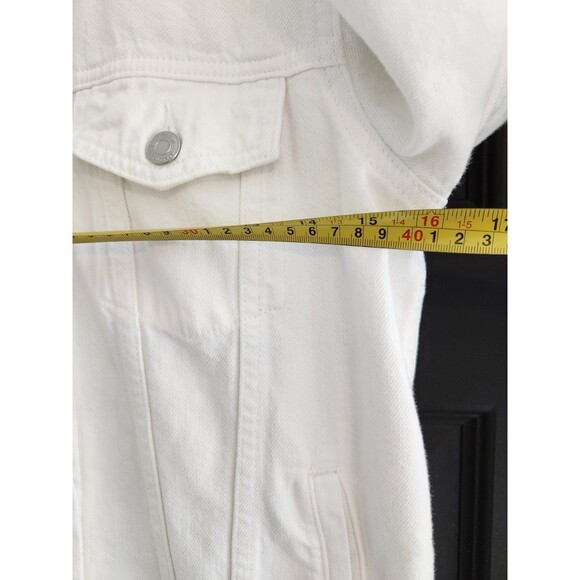 Gap Womens Optic White Denim Jacket Medium Long Sleeved Pockets Classic Y2K - Picture 6 of 8